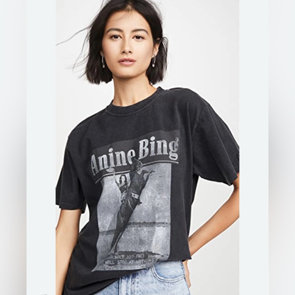 Anine Bing Charcoal Graphic Tee